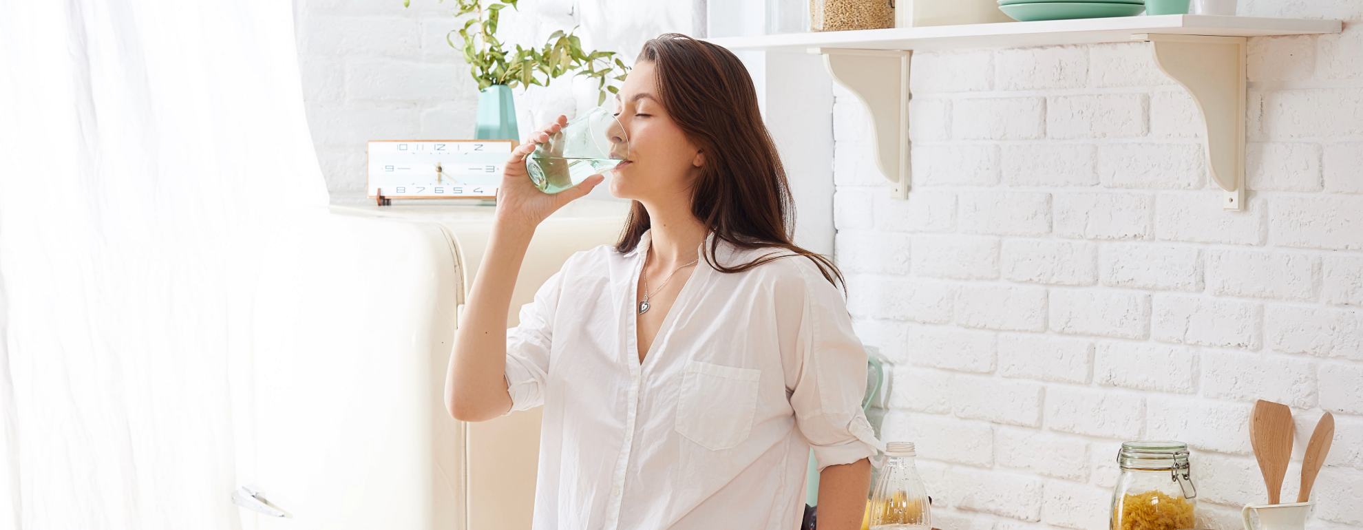 drinking glass of filtered water