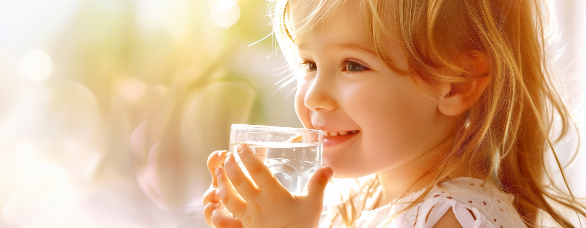 little girl drinking water