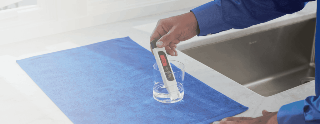 Culligan man testing water with TDS meter