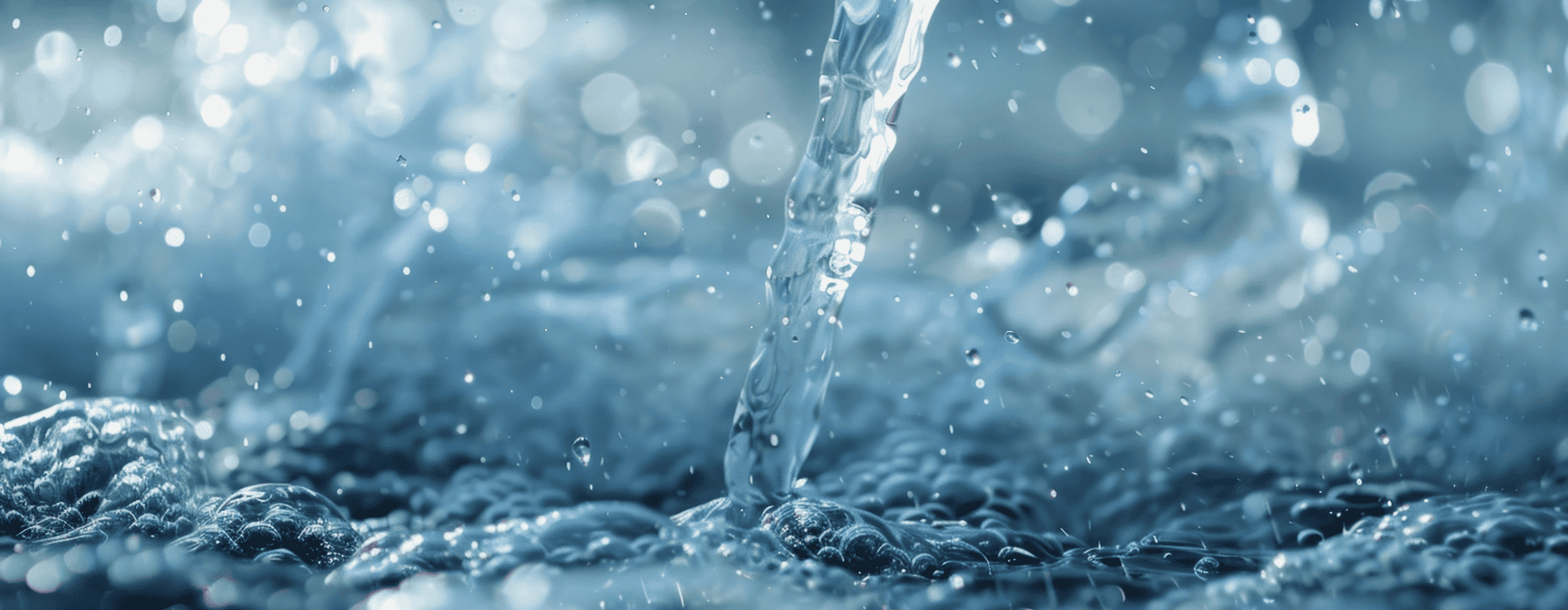 splashing water treated with UV light sterilization