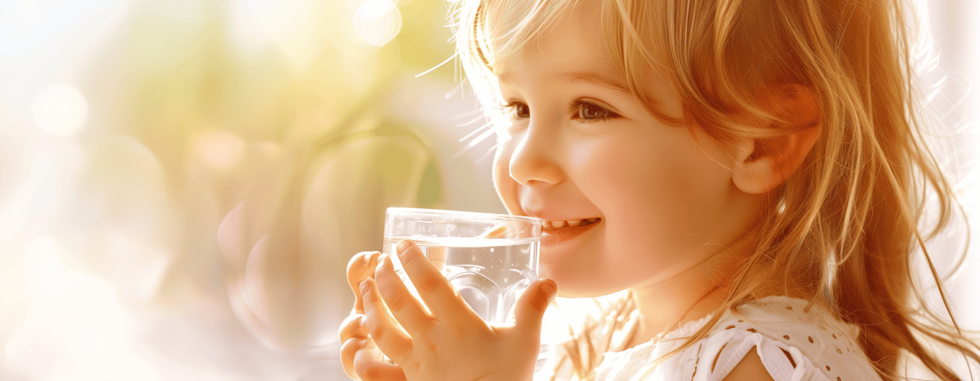 little girl drinking glass of water